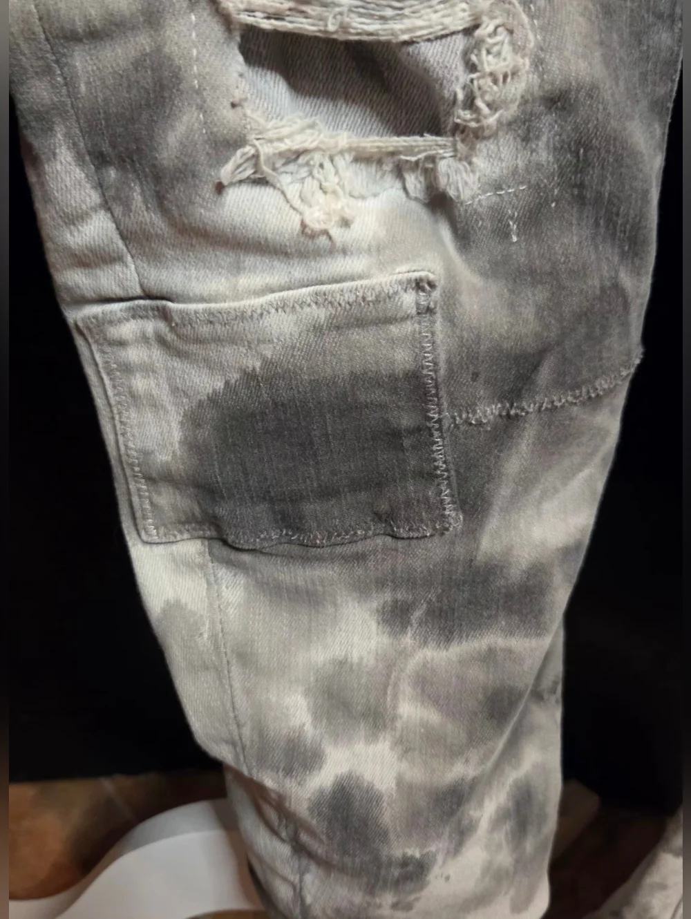 ✨️UPDATED✨️Sexy Woman Italy SW1207 Grey Tie Dye Distressed Boyfriend Jeans -